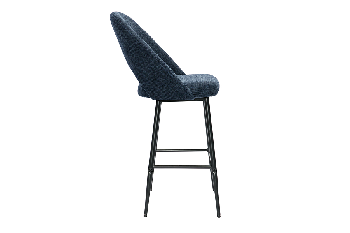 Taburetes de bar en tela de efecto terciopelo texturizado azul oscuro H65 cm (juego de 2) COSETTE