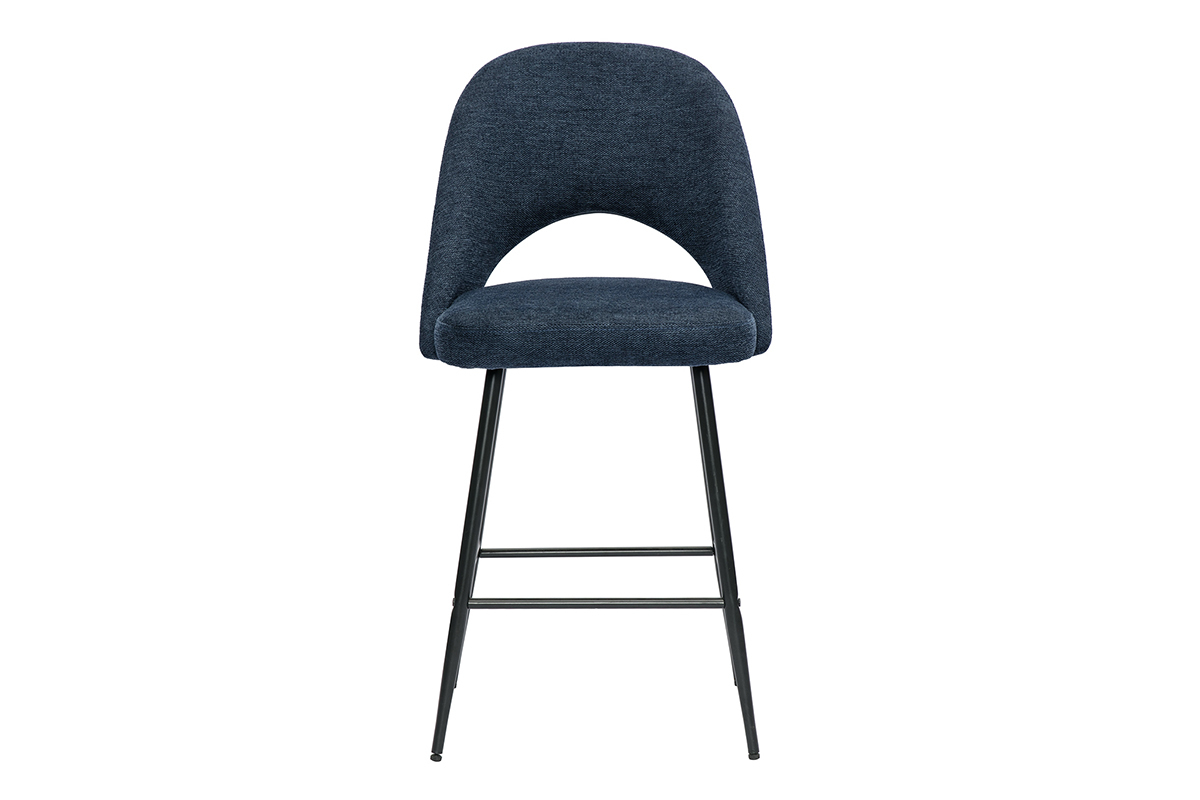 Taburetes de bar en tela de efecto terciopelo texturizado azul oscuro H65 cm (juego de 2) COSETTE