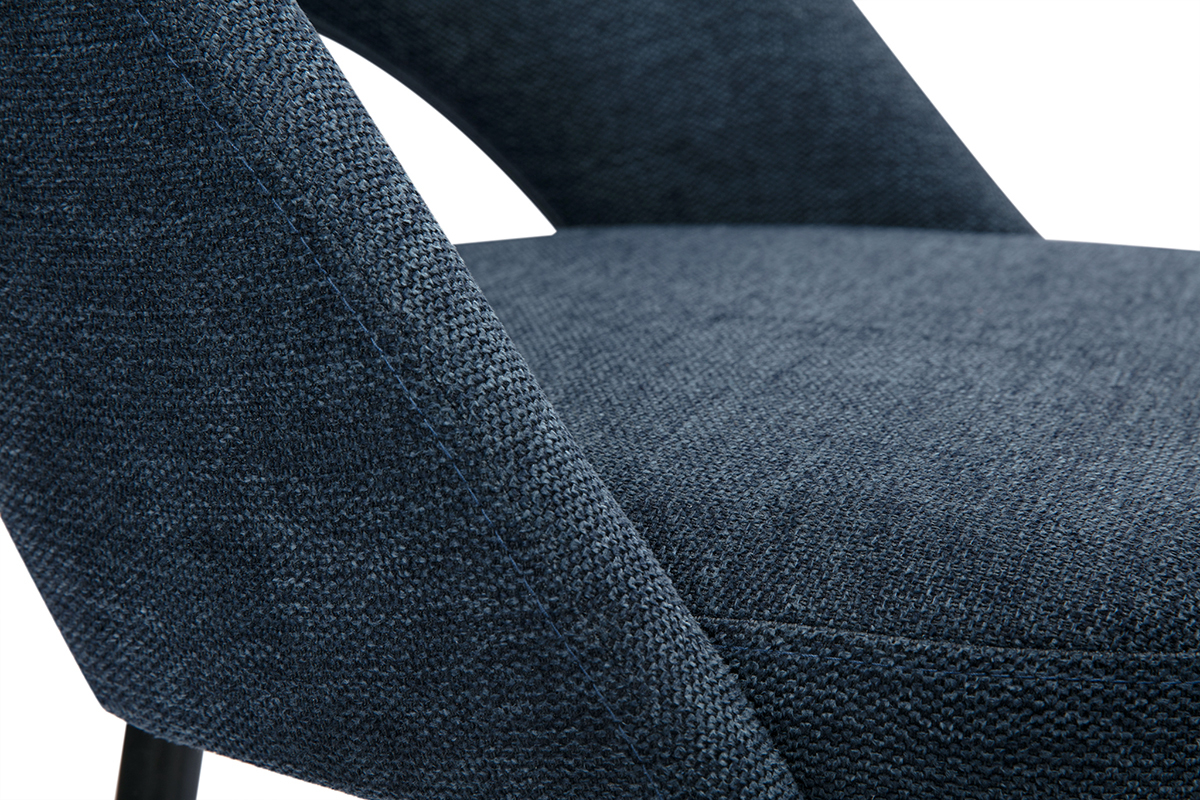 Taburetes de bar en tela de efecto terciopelo texturizado azul oscuro H65 cm (juego de 2) COSETTE