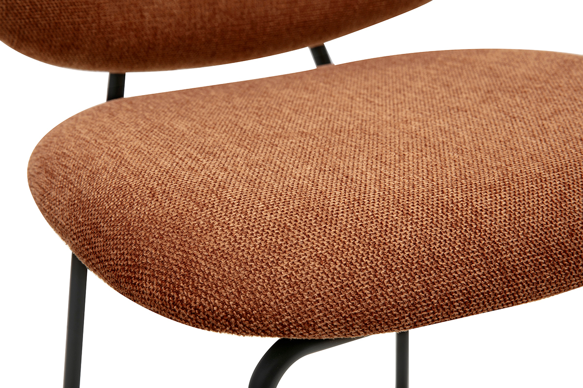 Taburetes de bar en tela de terciopelo texturizado efecto tierra quemada y metal H66.5 cm BARNET (lote de 2)