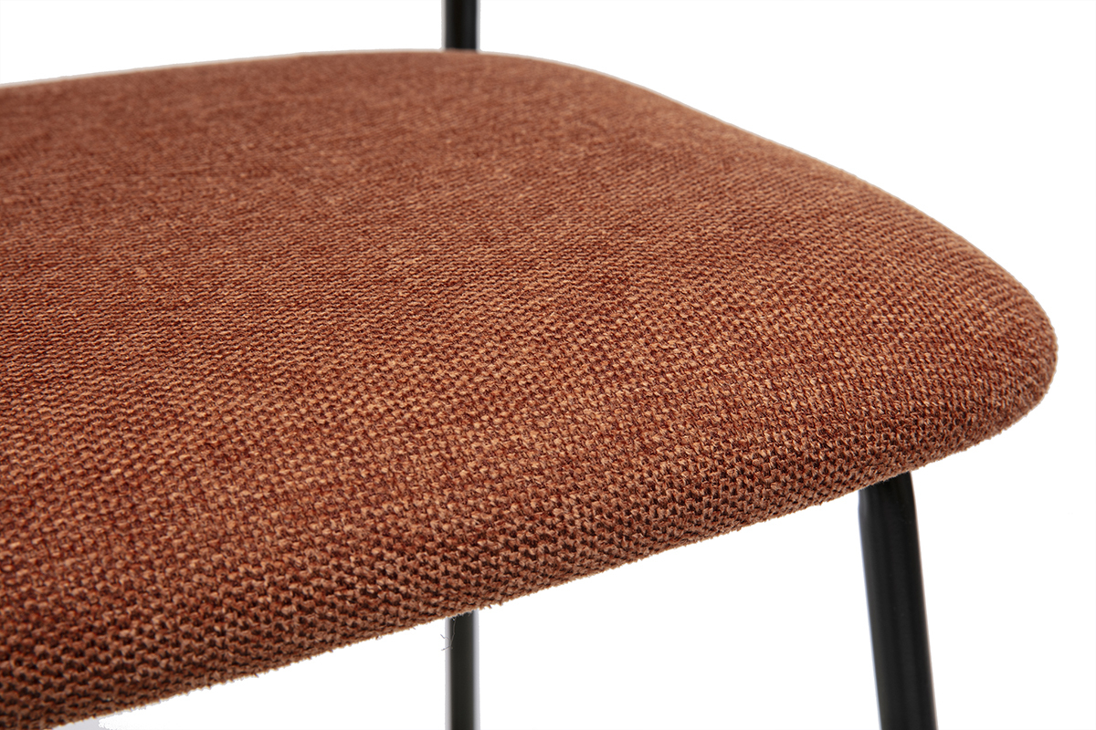 Taburetes de bar en tela efecto terciopelo texturado color tierra quemada H64 cm (juego de 2) BENTA