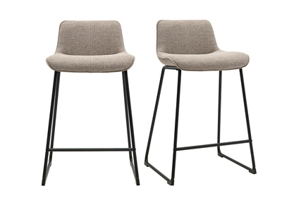 Taburetes de bar en tela taupe y metal negro H65 cm (lote de 2) BOOST