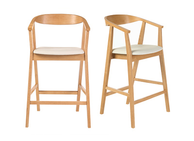 Taburetes de bar escandinavos blancos y madera clara H66.5 cm (lote de 2) BAHIA