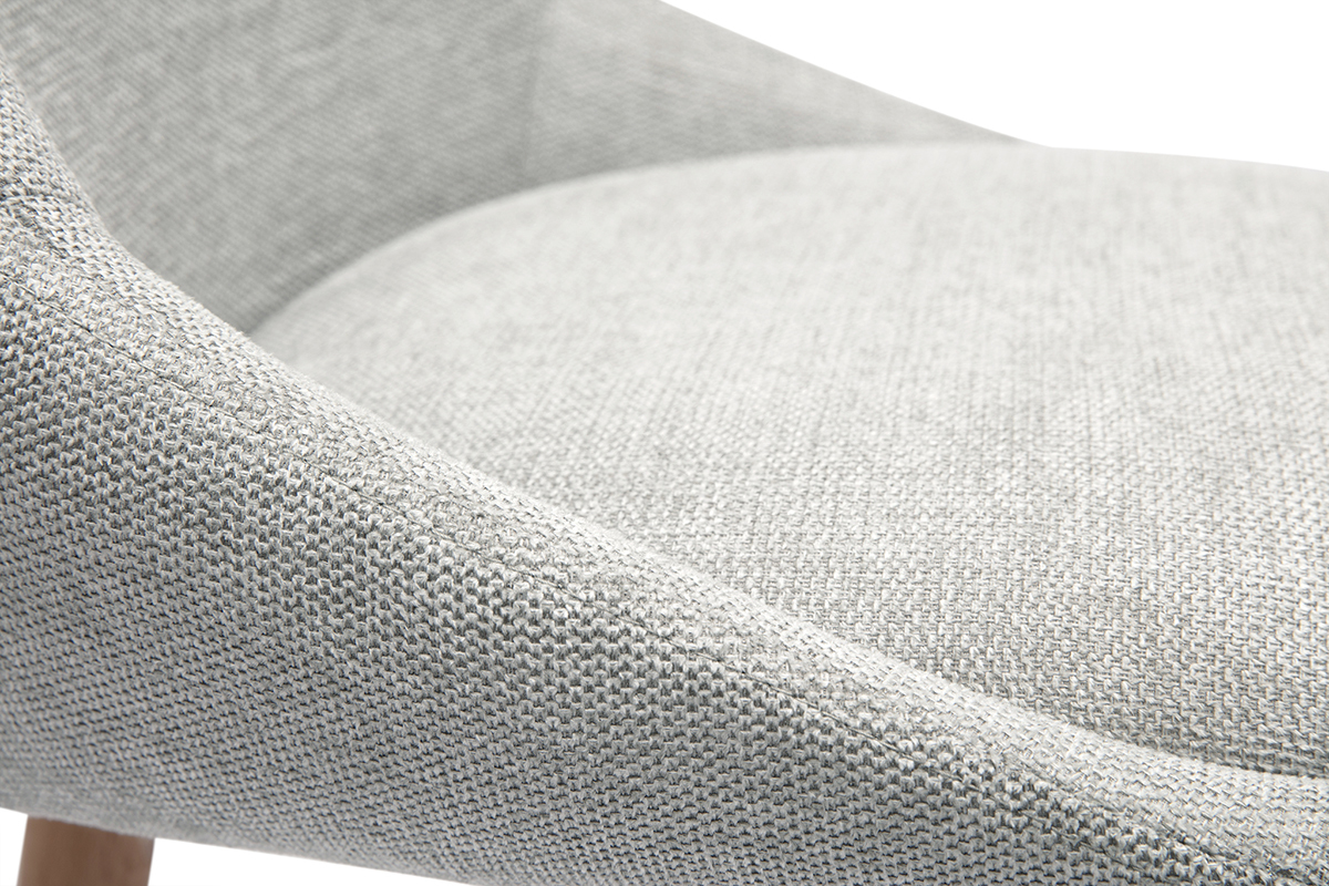 Taburetes de bar escandinavos giratorios 360 en tela efecto terciopelo texturado gris y madera clara H65 cm (juego de 2) ALESS