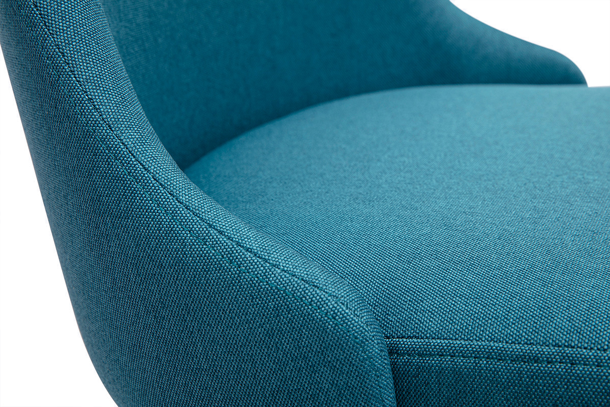 Taburetes de bar escandinavos giratorios 360� en tela azul pato y madera de haya maciza H65 cm (juego de 2) HASTA