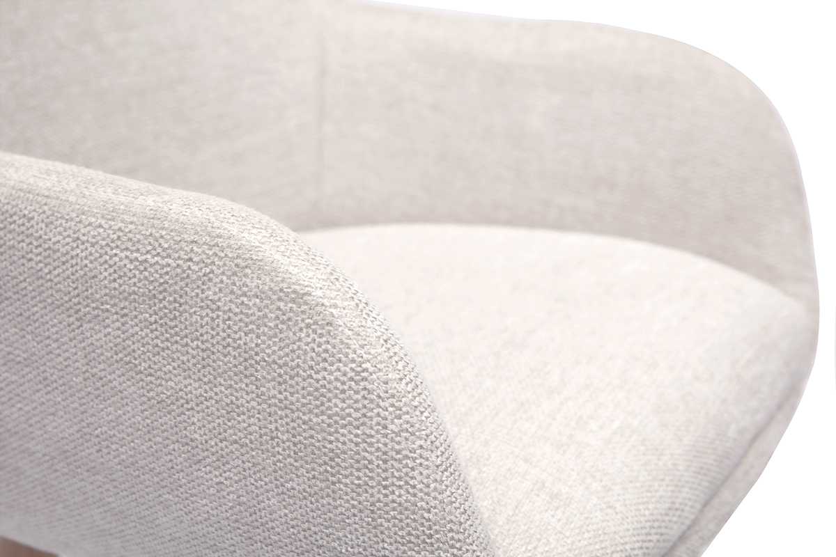 Primer plano de la tela efecto terciopelo texturizado beige del taburete de bar escandinavo ALESS.