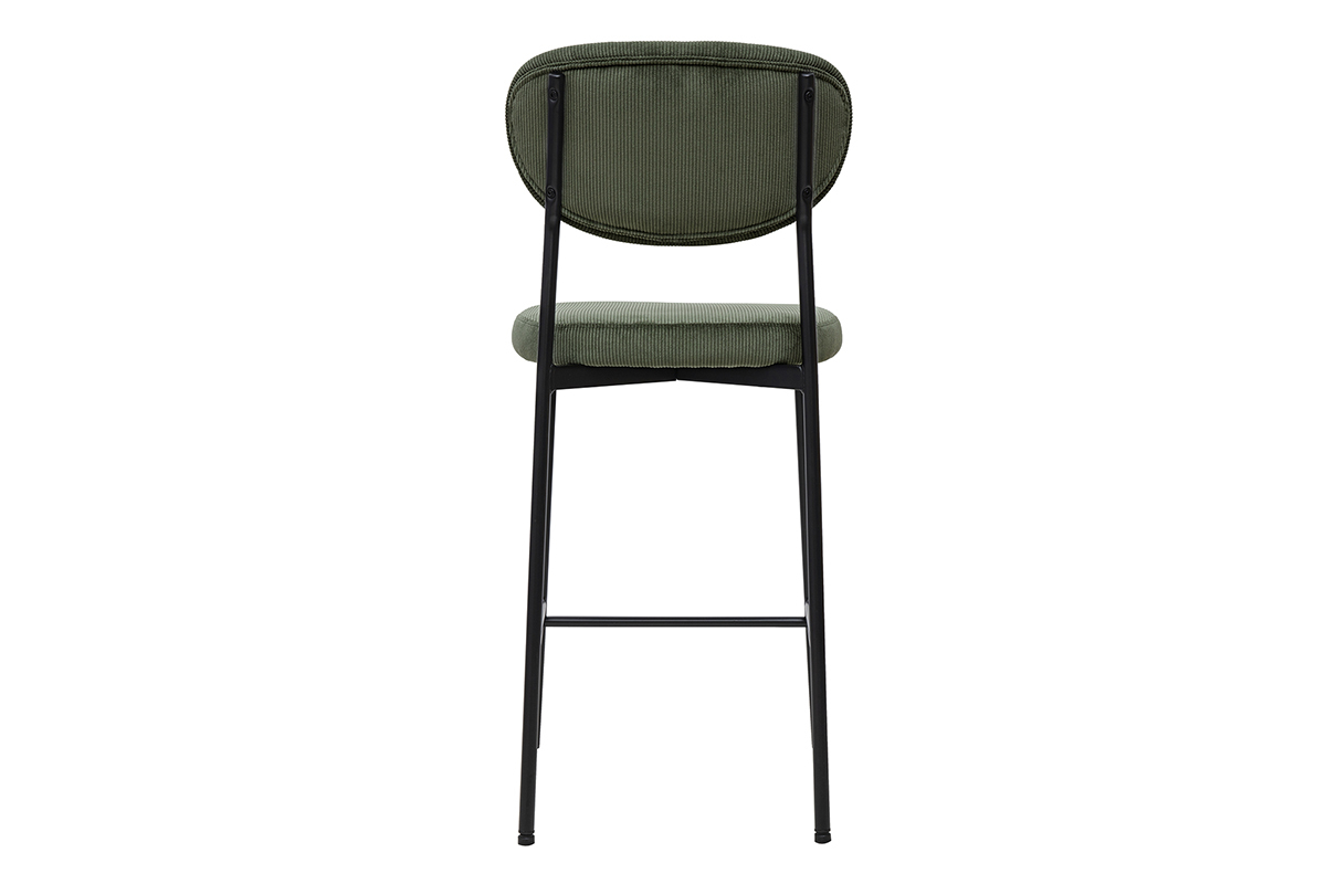 Taburetes de bar fijo en tela de terciopelo acanalado verde caqui H65 cm (juego de 2) BREKA