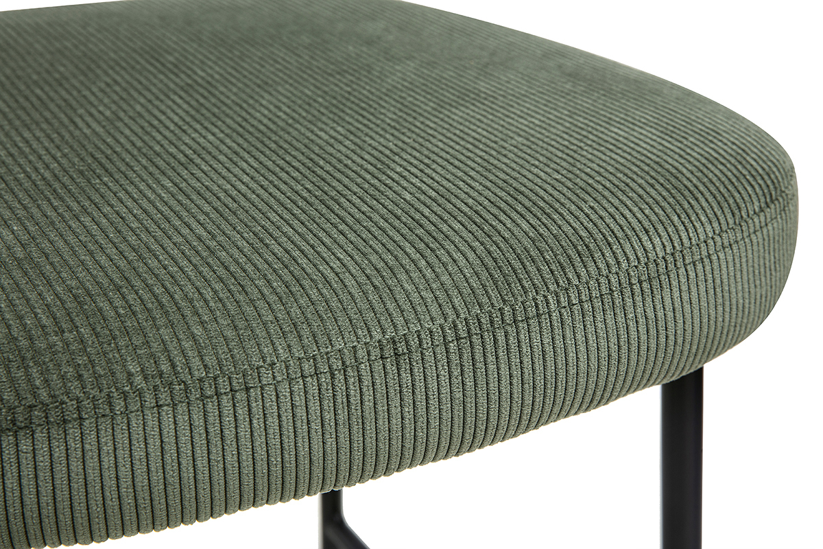 Taburetes de bar fijo en tela de terciopelo acanalado verde caqui H65 cm (juego de 2) BREKA