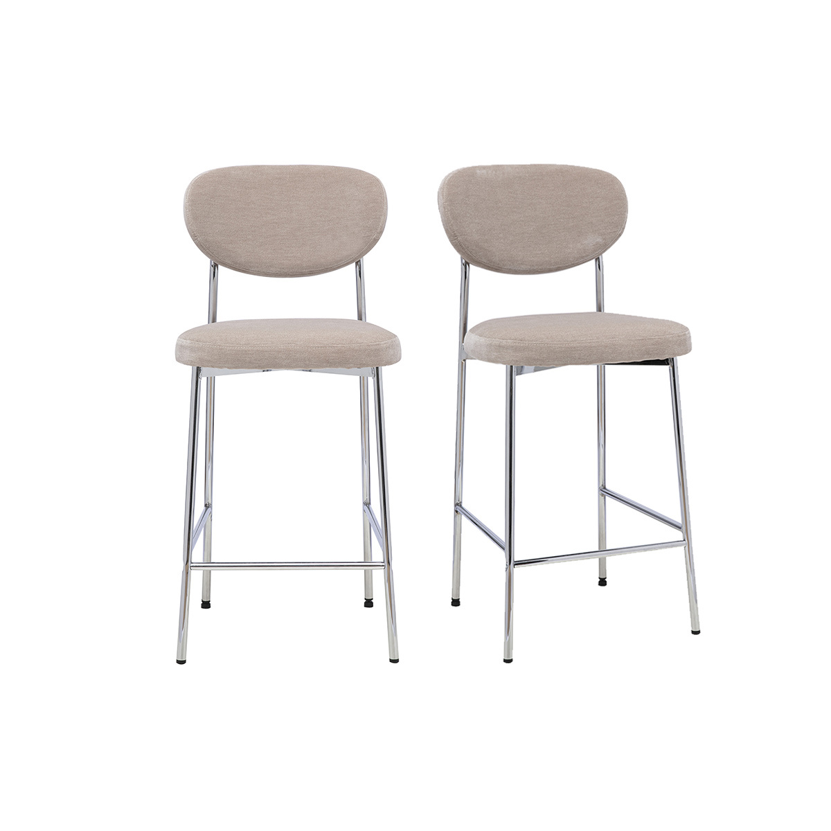 Taburetes de bar fijos de tejido efecto terciopelo topo H65 cm (lote de 2) BREKA