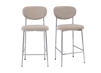 Taburetes de bar fijos de tejido efecto terciopelo topo H65 cm (lote de 2) BREKA