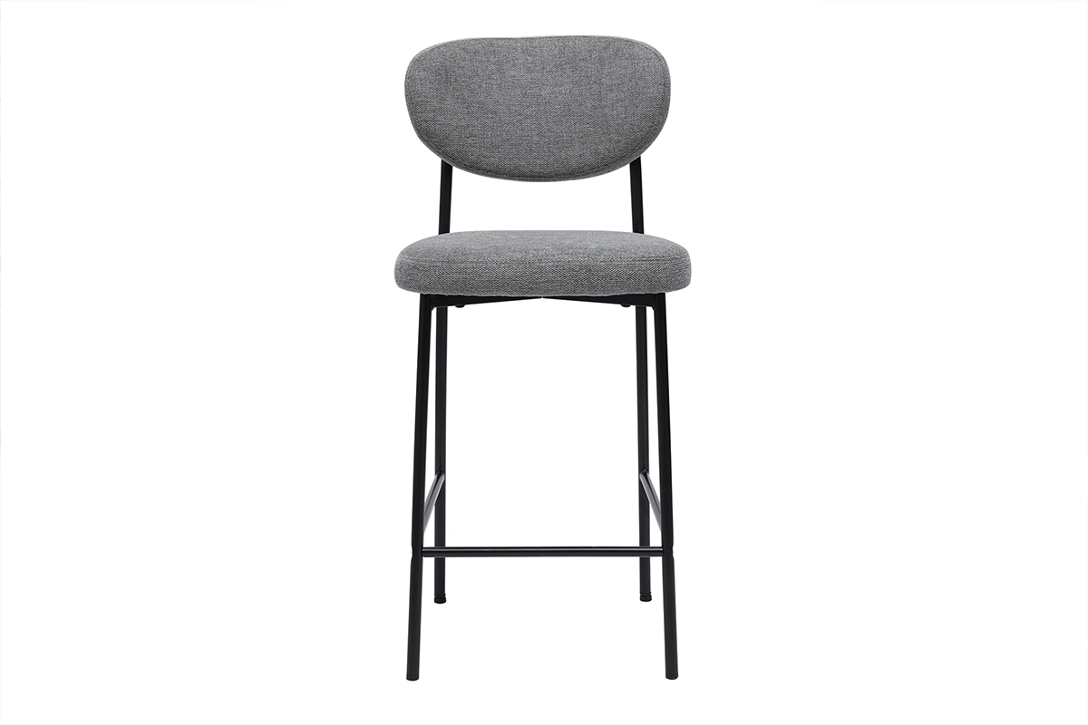 Taburetes de bar fijos de tela con efecto terciopelo texturizado de color gris claro H65 cm (juego de 2) BREKA