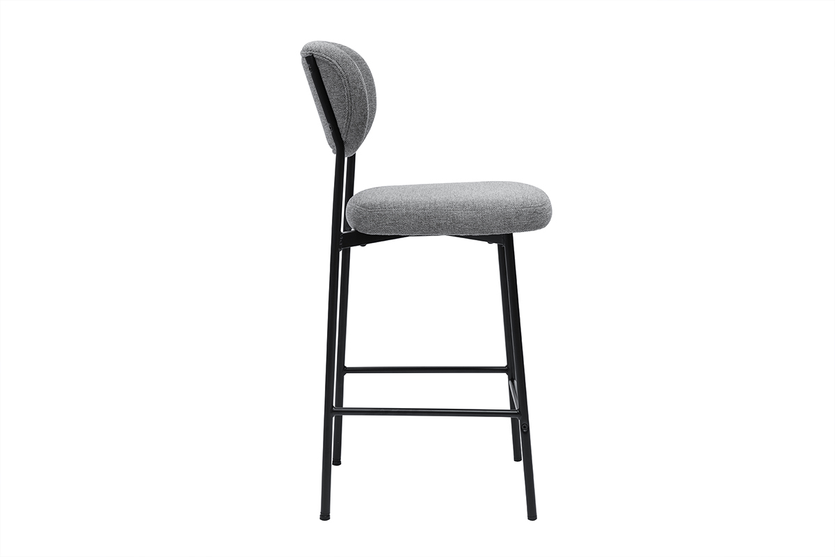 Taburetes de bar fijos de tela con efecto terciopelo texturizado de color gris claro H65 cm (juego de 2) BREKA