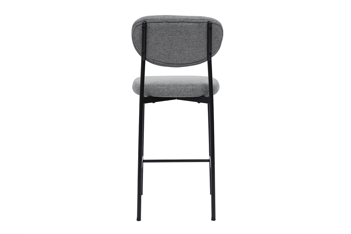 Taburetes de bar fijos de tela con efecto terciopelo texturizado de color gris claro H65 cm (juego de 2) BREKA