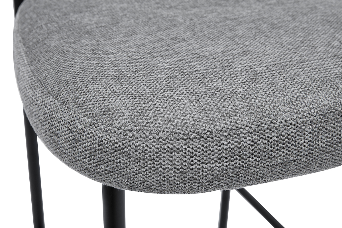Taburetes de bar fijos de tela con efecto terciopelo texturizado de color gris claro H65 cm (juego de 2) BREKA