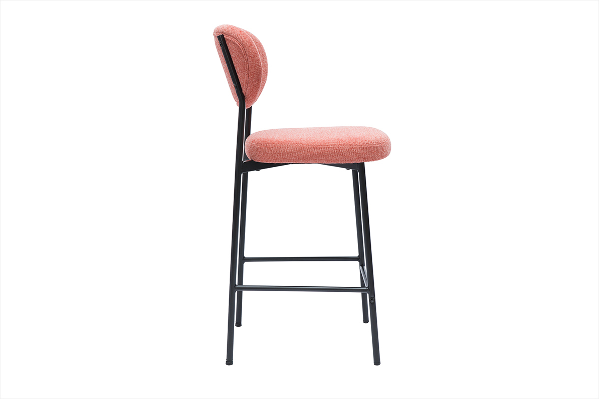 Taburetes de bar fijos de tela con efecto terciopelo texturizado terracota H65 cm (lote de 2) BREKA