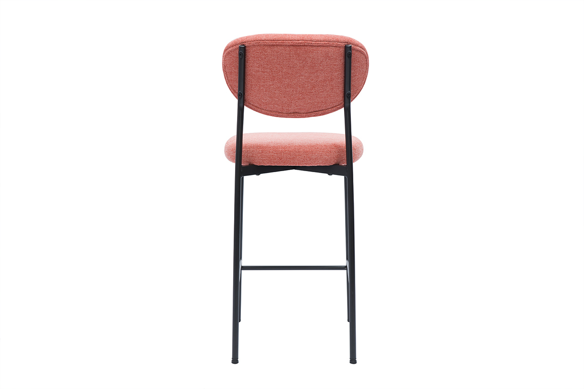 Taburetes de bar fijos de tela con efecto terciopelo texturizado terracota H65 cm (lote de 2) BREKA