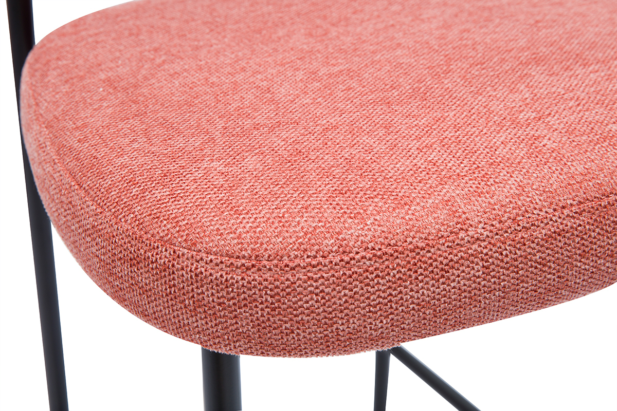 Taburetes de bar fijos de tela con efecto terciopelo texturizado terracota H65 cm (lote de 2) BREKA