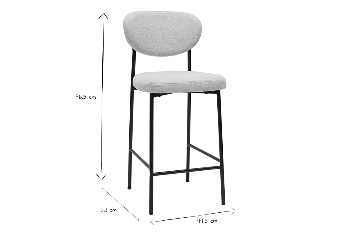 Taburetes de bar fijos de terciopelo texturizado beige de 65 cm de altura (juego de 2) BREKA