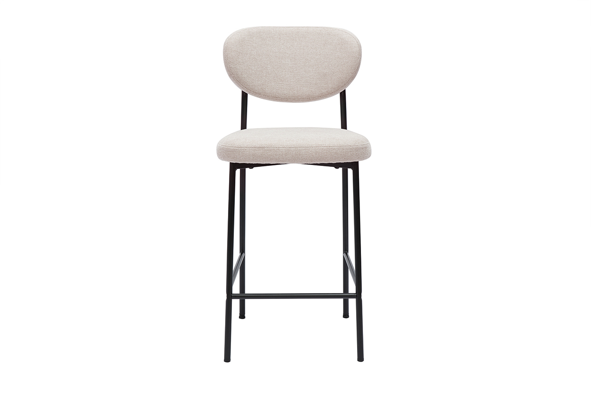 Taburetes de bar fijos de terciopelo texturizado beige de 65 cm de altura (juego de 2) BREKA