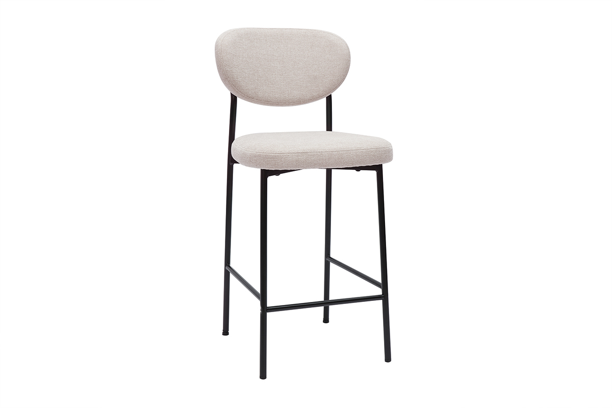 Taburetes de bar fijos de terciopelo texturizado beige de 65 cm de altura (juego de 2) BREKA