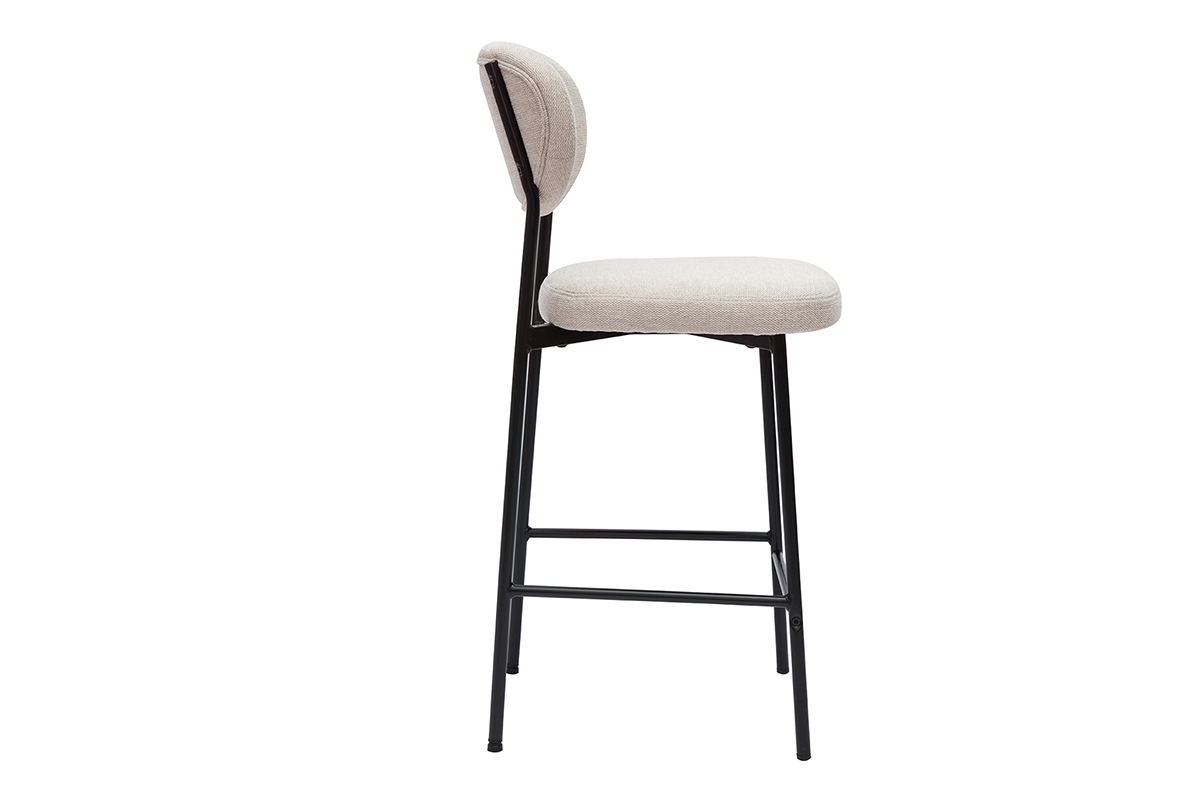 Taburetes de bar fijos de terciopelo texturizado beige de 65 cm de altura (juego de 2) BREKA