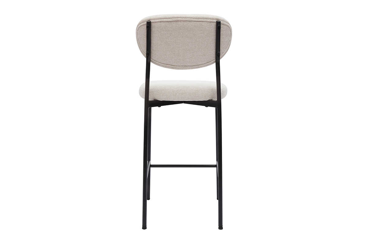 Taburetes de bar fijos de terciopelo texturizado beige de 65 cm de altura (juego de 2) BREKA