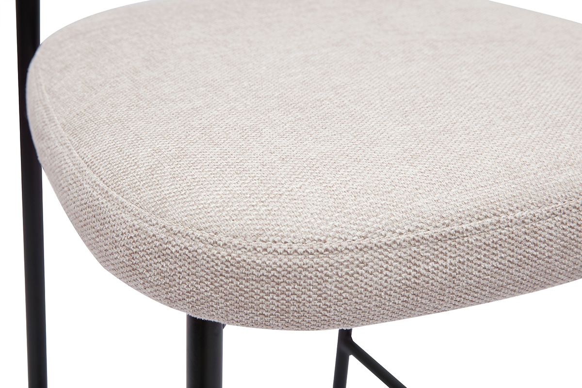 Taburetes de bar fijos de terciopelo texturizado beige de 65 cm de altura (juego de 2) BREKA