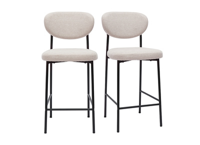 Taburetes de bar fijos de terciopelo texturizado beige de 65 cm de altura (juego de 2) BREKA