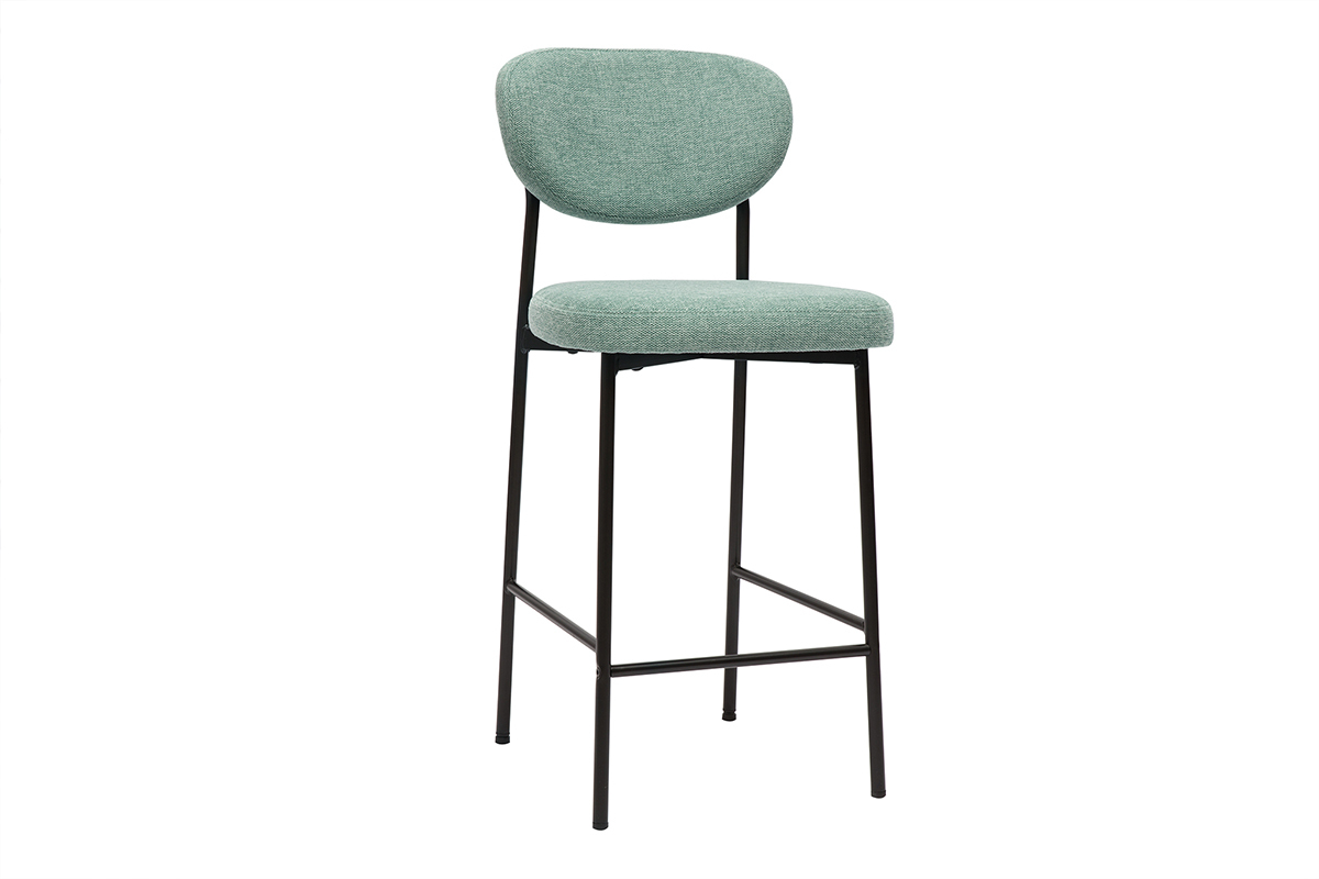 Taburetes de bar fijos de terciopelo texturizado celadn H65 cm (juego de 2) BREKA