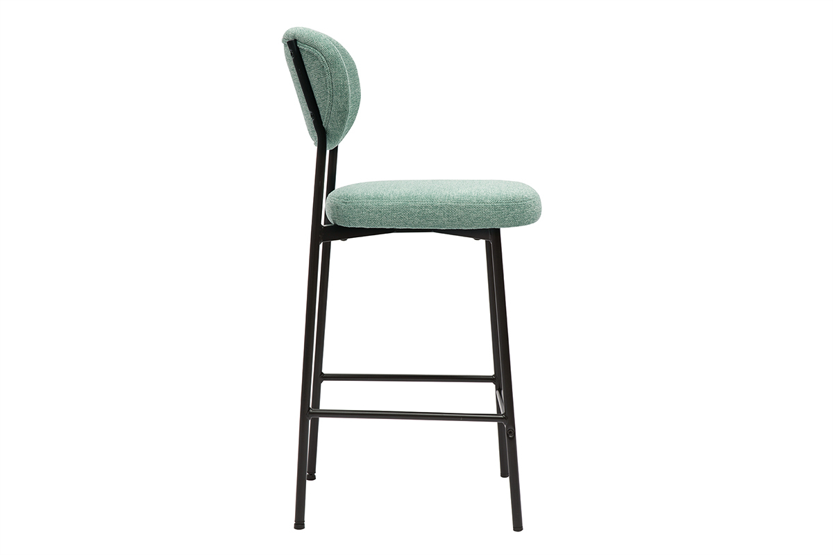 Taburetes de bar fijos de terciopelo texturizado celadn H65 cm (juego de 2) BREKA