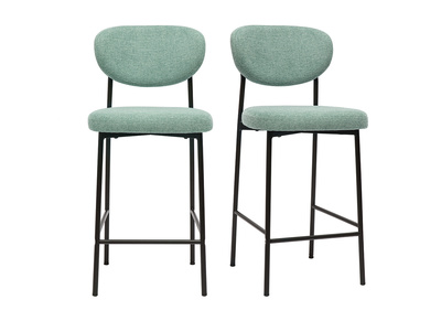 Taburetes de bar fijos de terciopelo texturizado celadón H65 cm (juego de 2) BREKA