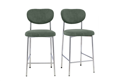 Taburetes de bar fijos en tejido de terciopelo acanalado verde caqui H65 cm (lote de 2) BREKA