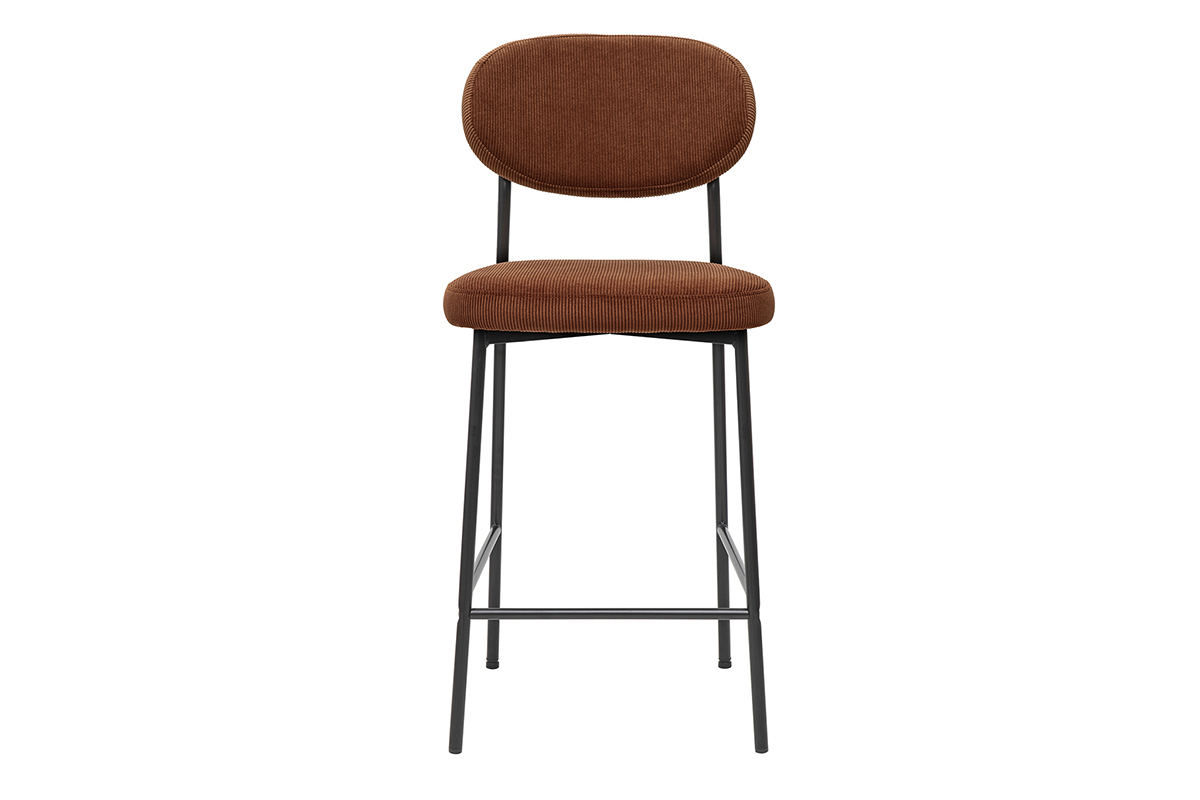 Taburetes de bar fijos en tela terciopelo de pana tierra quemada H65 cm (lote de 2) BREKA