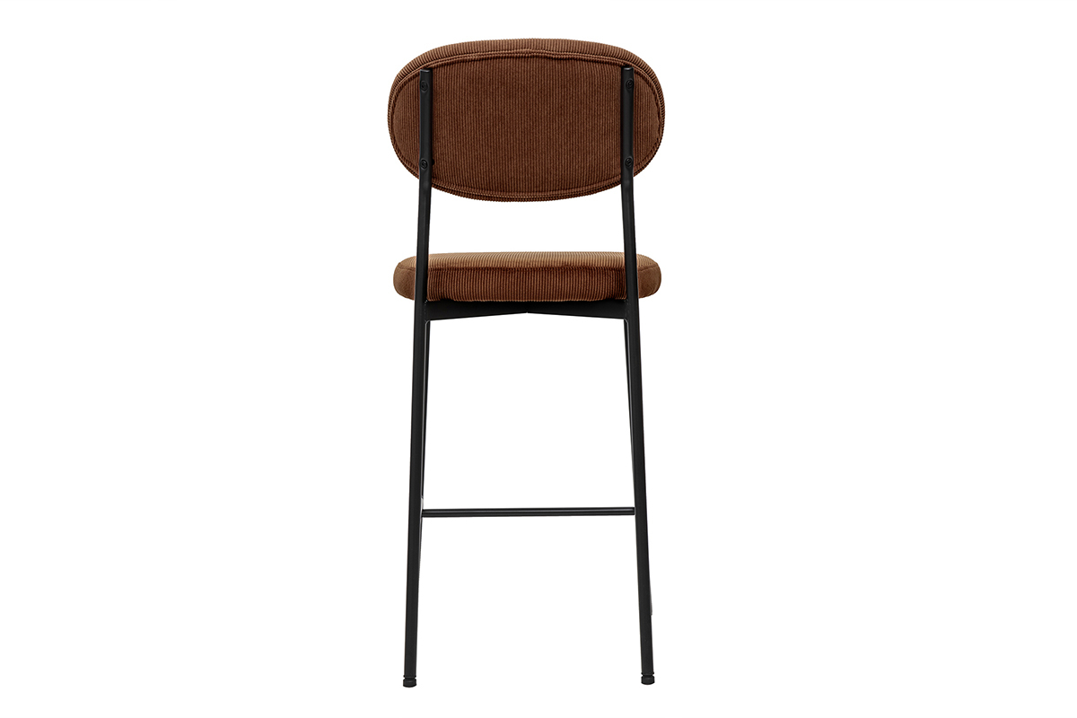 Taburetes de bar fijos en tela terciopelo de pana tierra quemada H65 cm (lote de 2) BREKA