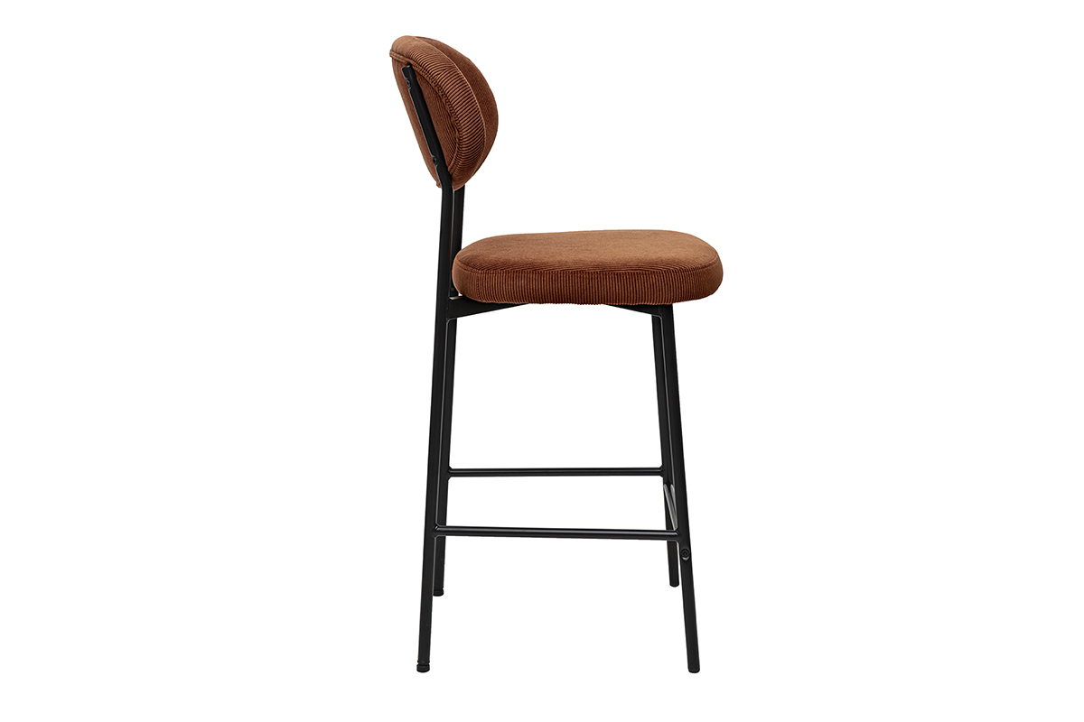 Taburetes de bar fijos en tela terciopelo de pana tierra quemada H65 cm (lote de 2) BREKA