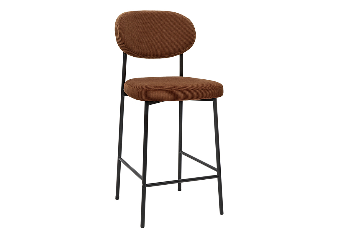 Taburetes de bar fijos en tela terciopelo de pana tierra quemada H65 cm (lote de 2) BREKA