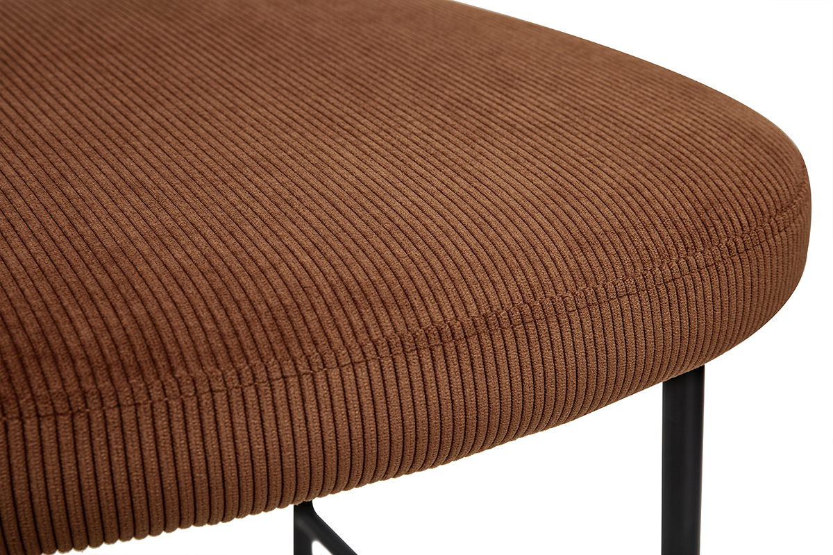 Taburetes de bar fijos en tela terciopelo de pana tierra quemada H65 cm (lote de 2) BREKA