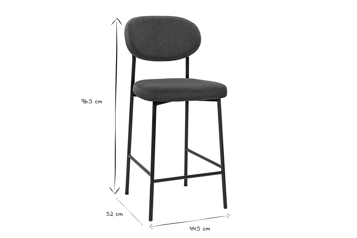 Taburetes de bar fijos en tela terciopelo de pana tierra quemada H65 cm (lote de 2) BREKA