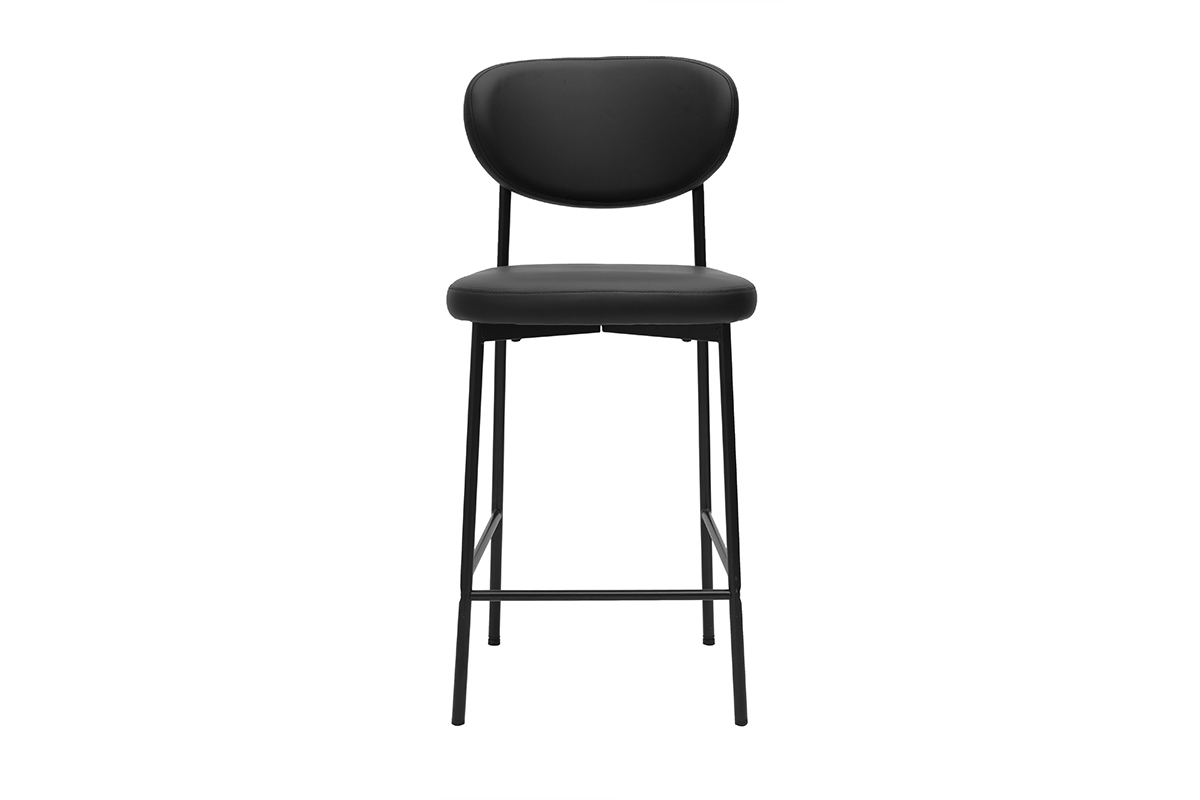 Taburete de bar negro BREKA de metal, vista frontal.