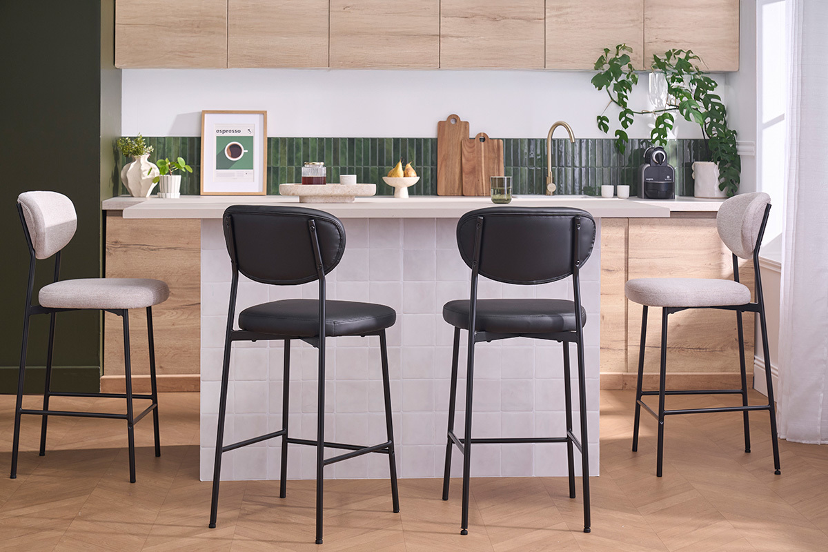 Taburetes de bar fijos negros H65 cm (lote de 2) BREKA