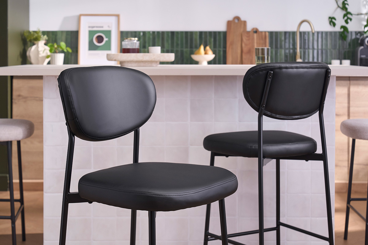 Taburetes de bar fijos negros H65 cm (lote de 2) BREKA