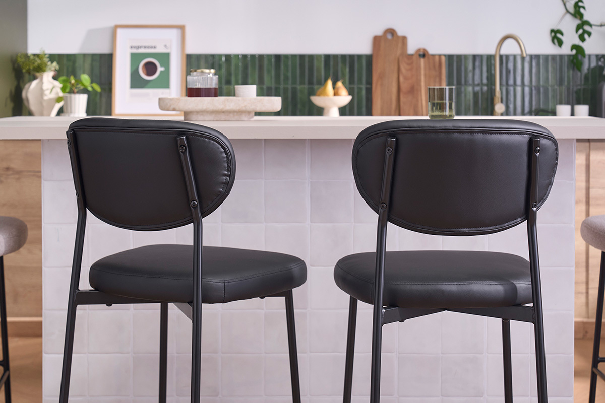 Taburetes de bar fijos negros H65 cm (lote de 2) BREKA