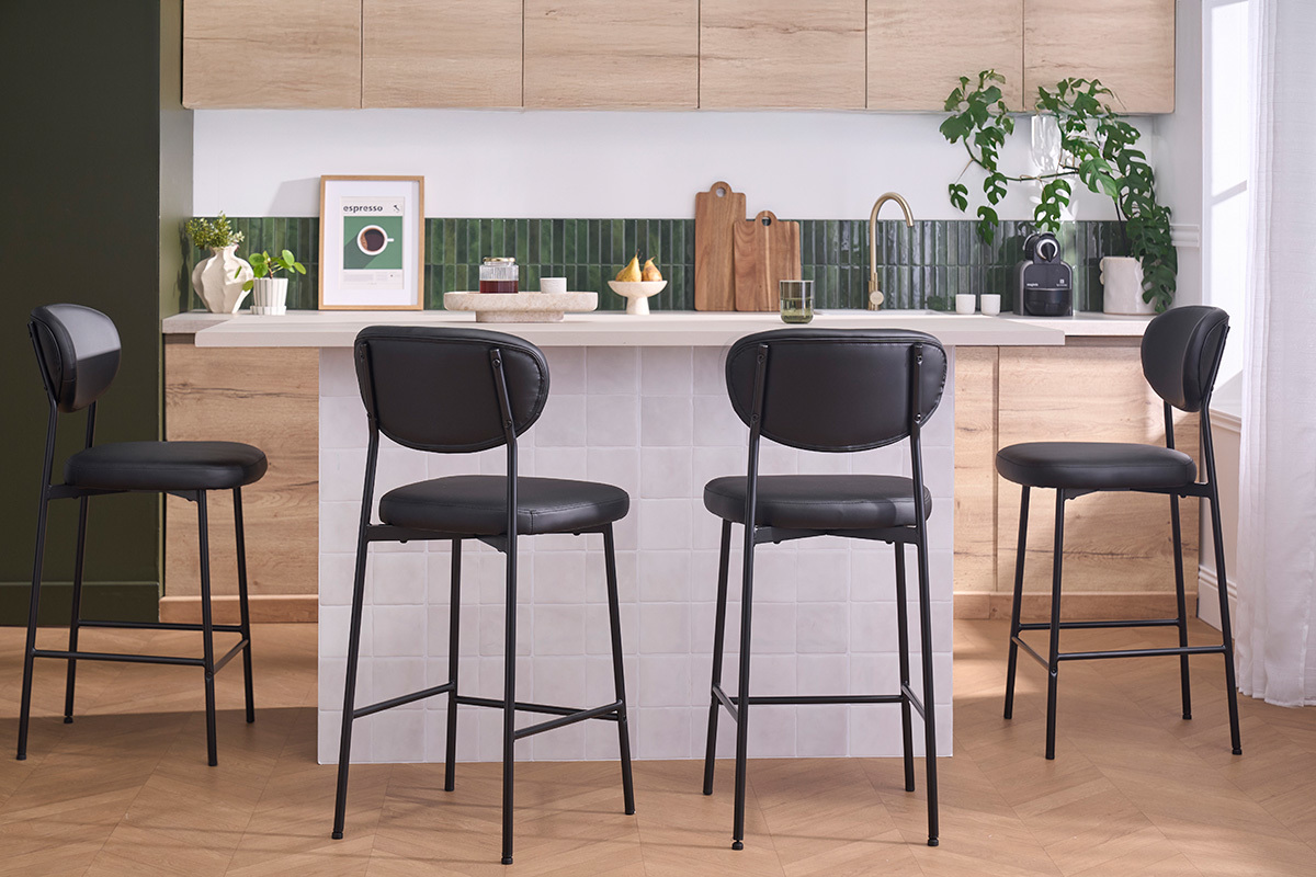 Taburetes de bar fijos negros H65 cm (lote de 2) BREKA