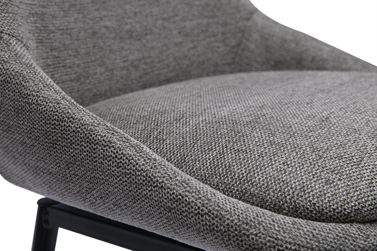 Taburetes de bar giratorios 360 en tela efecto terciopelo texturado gris y metal H66 cm (juego de 2) ALESS