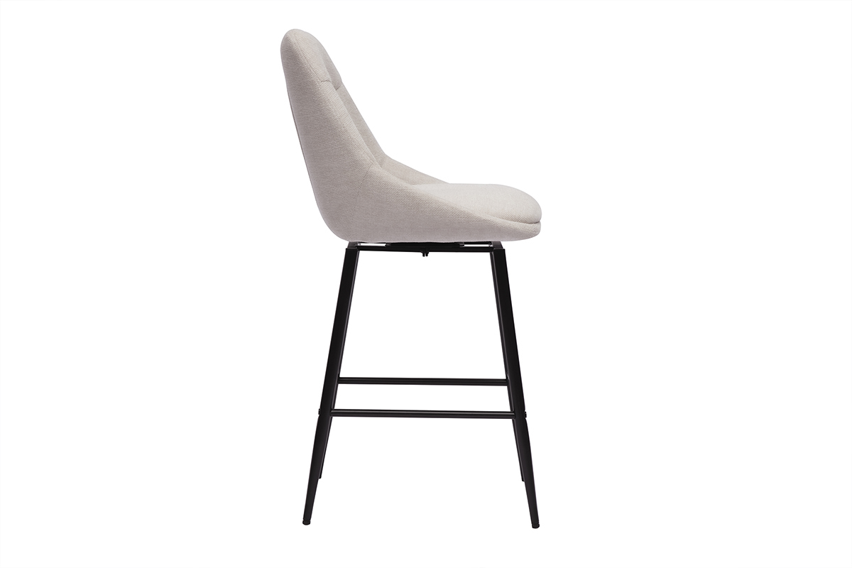 Taburetes de bar giratorios 360 en tela efecto terciopelo texturizado beige y metal H66 cm (juego de 2) ALESS