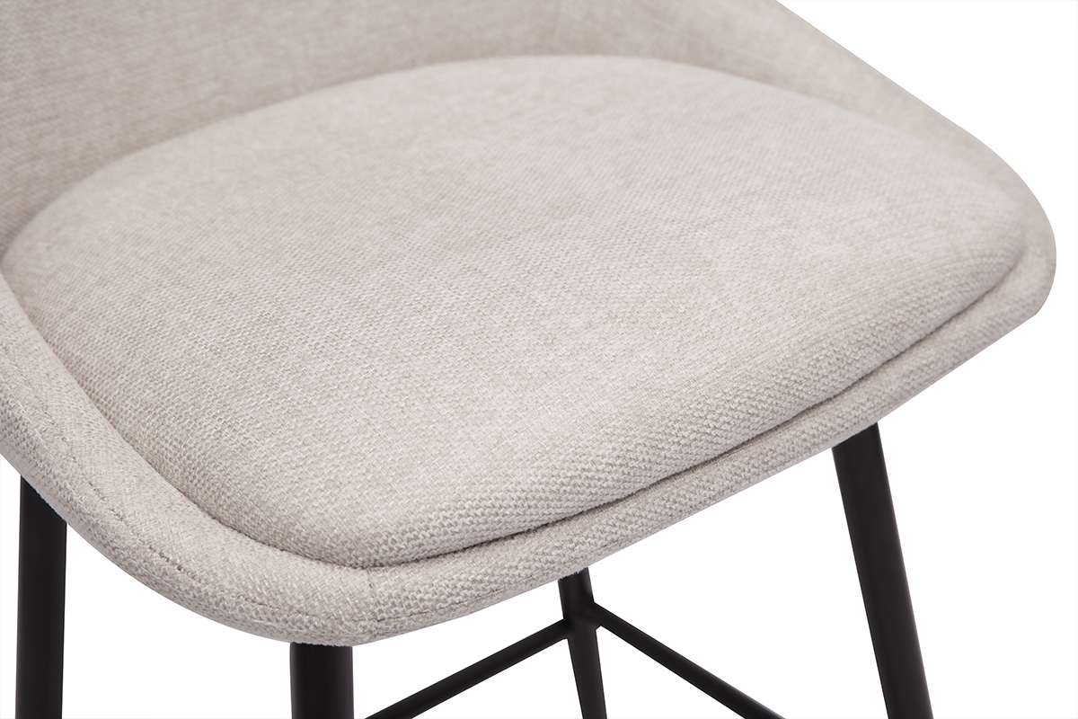 Taburetes de bar giratorios 360 en tela efecto terciopelo texturizado beige y metal H66 cm (juego de 2) ALESS