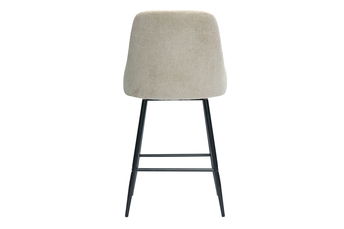 Taburetes de bar giratorios 360 en tela efecto terciopelo texturizado beige y metal H66 cm (lote de 2) HASTA