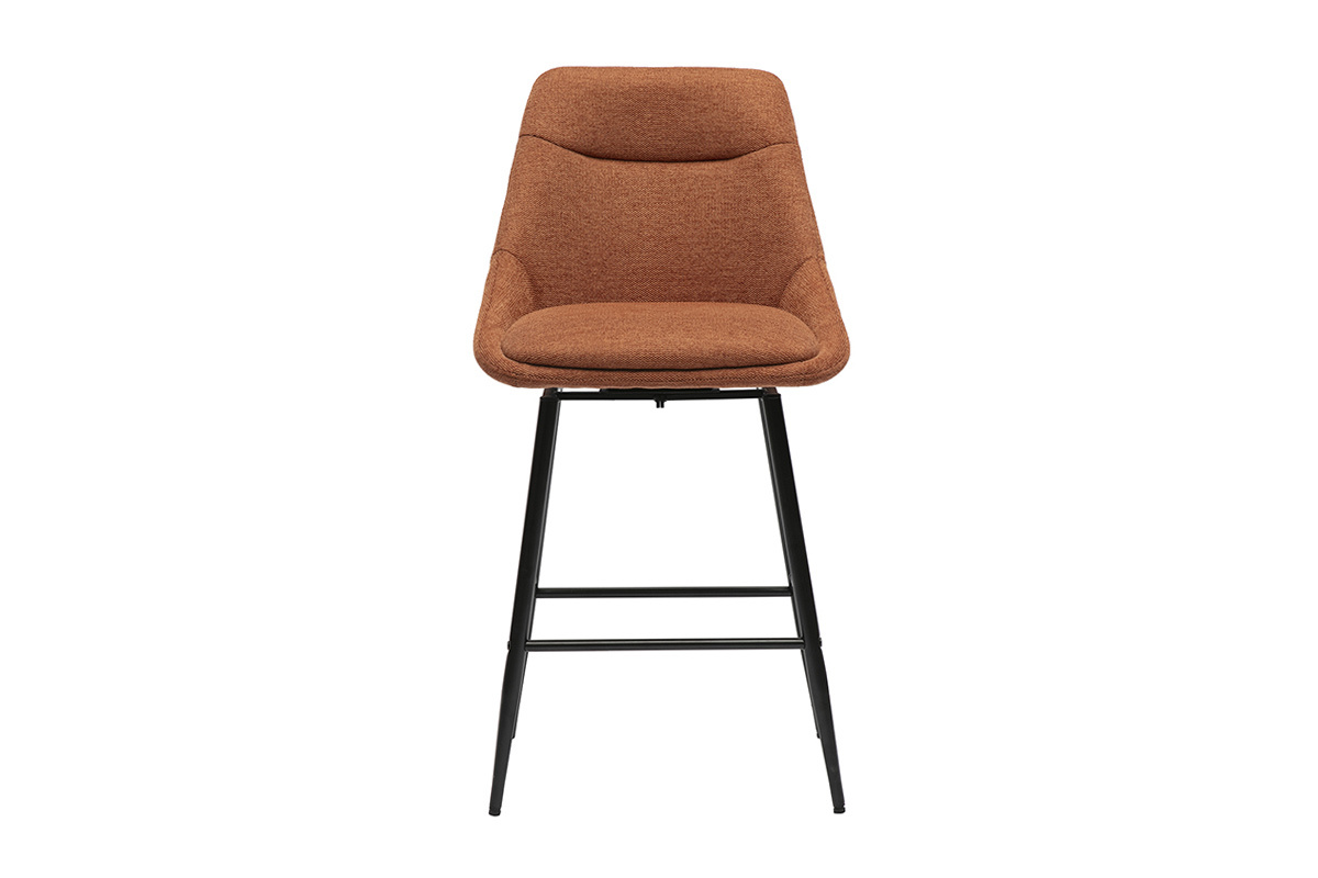 Taburetes de bar giratorios 360 en tela efecto terciopelo texturizado marrn quemado y metal H66 cm (juego de 2) ALESS