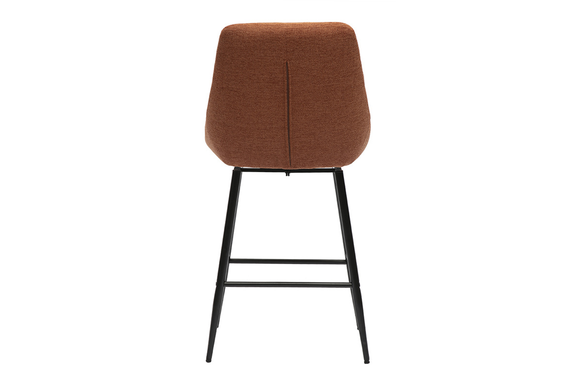 Taburetes de bar giratorios 360 en tela efecto terciopelo texturizado marrn quemado y metal H66 cm (juego de 2) ALESS