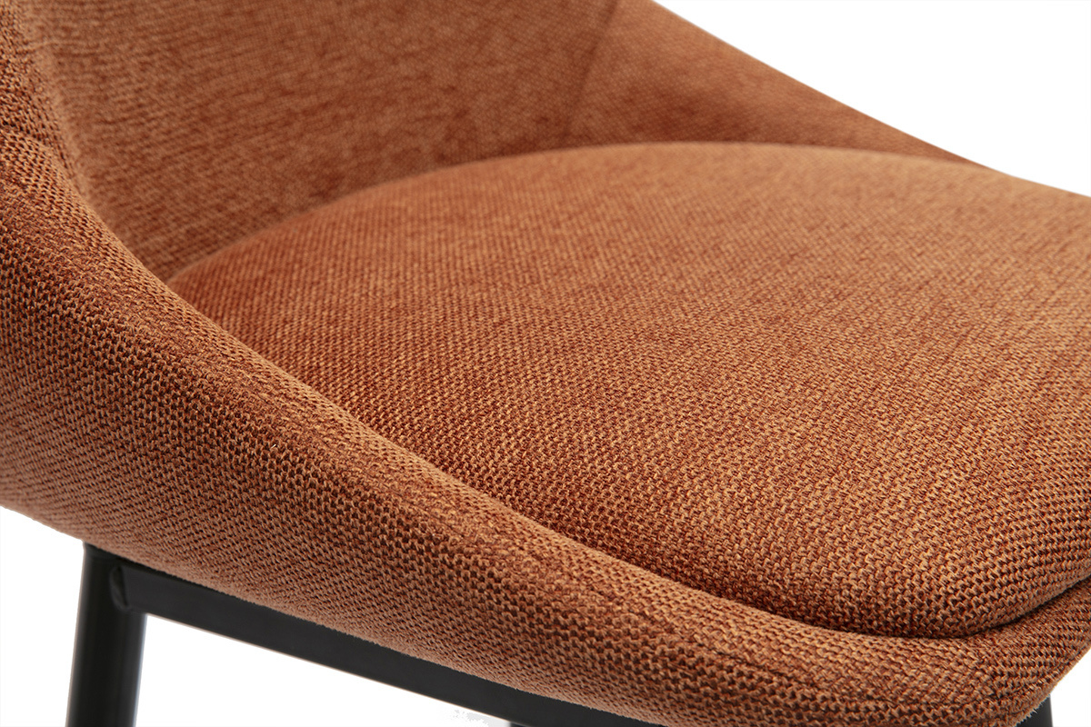 Taburetes de bar giratorios 360 en tela efecto terciopelo texturizado marrn quemado y metal H66 cm (juego de 2) ALESS